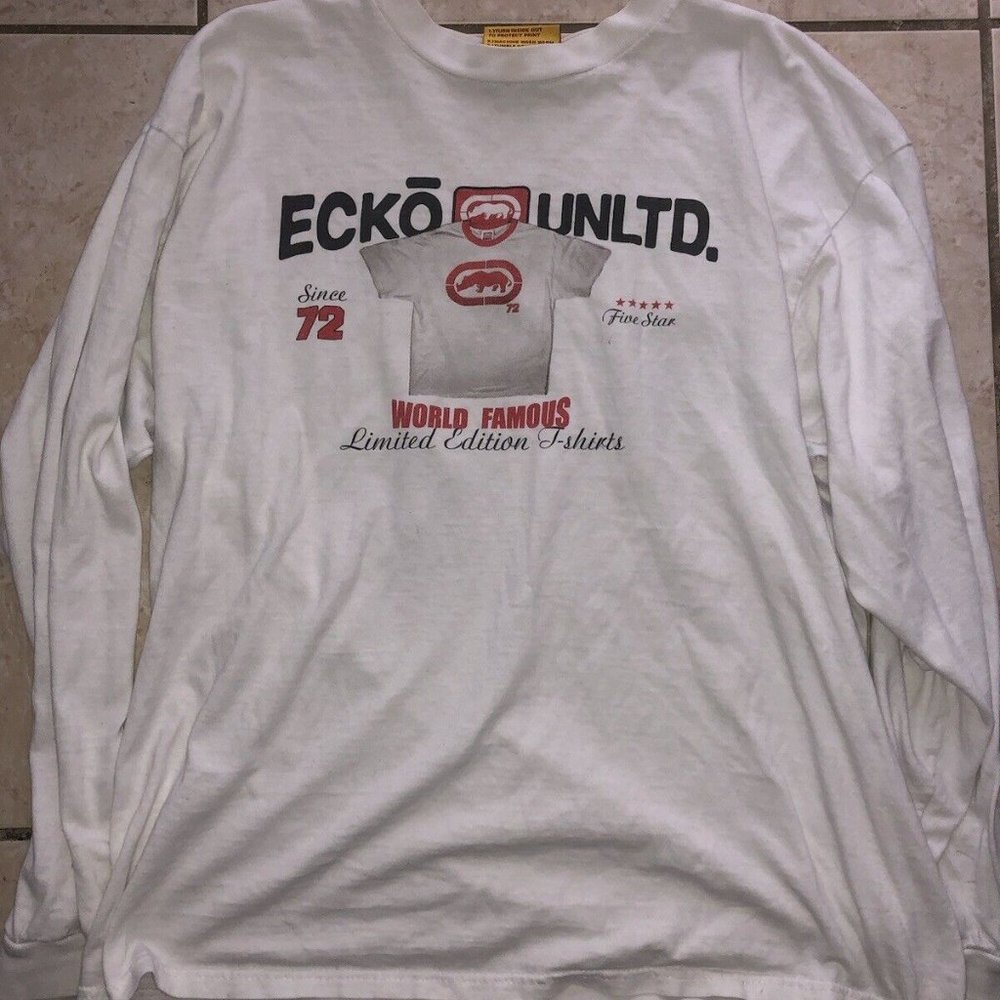 ECKO UNLTD SIZE XL White Vintage Long Sleeve Limited Edition